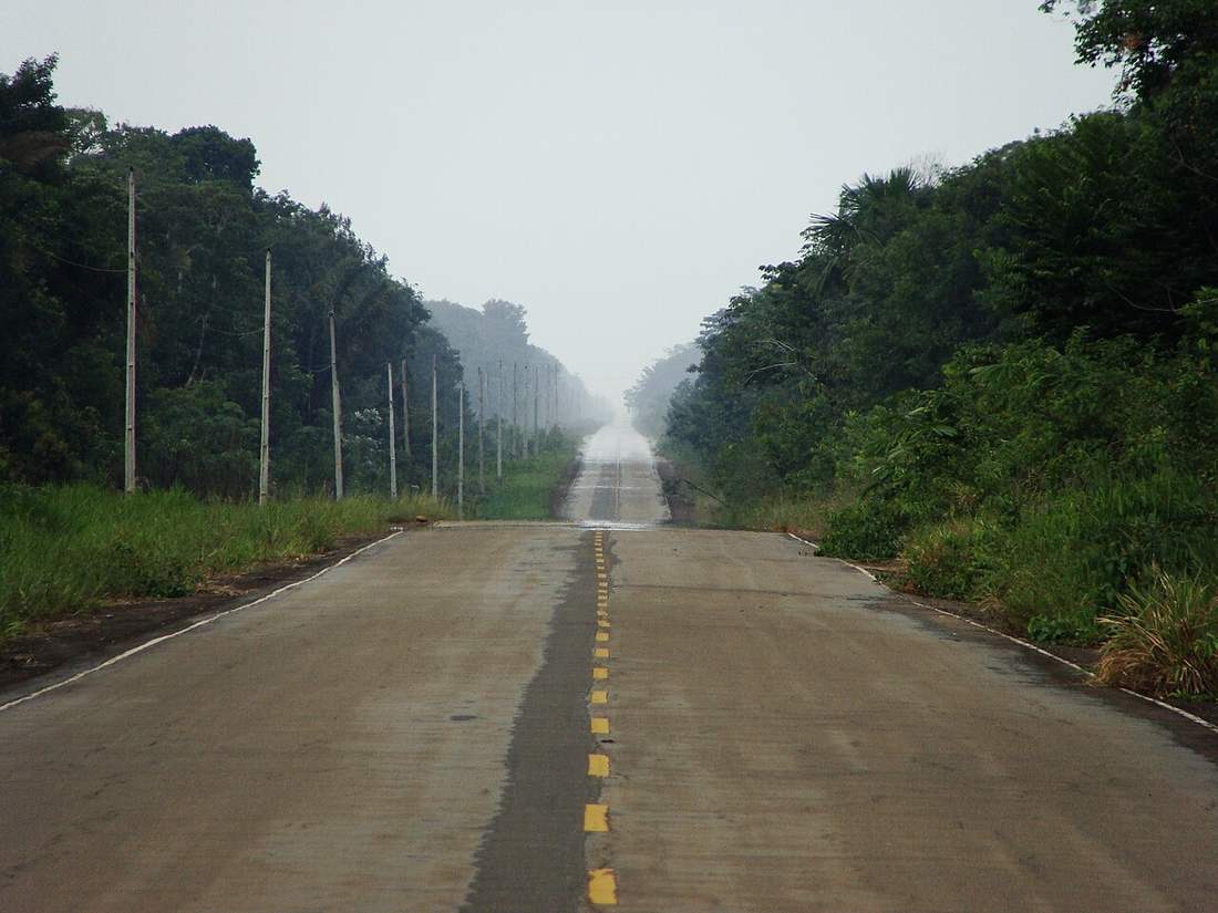 La BR-319: una recta infinita de ripio perdiéndose en la niebla de la selva